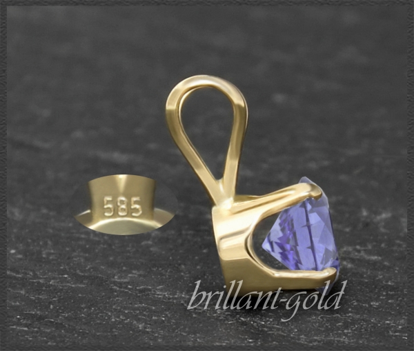 Anhänger 585 Gold Tansanit blau-violett 4,5,6,7mm